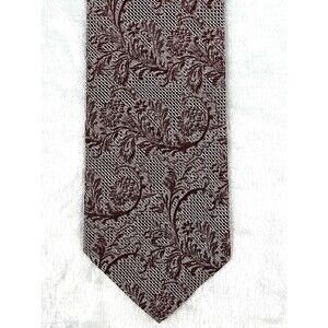 Ermenegildo Zegna Burgundy Floral Jacquard Neck Tie 60” x 3.5”
